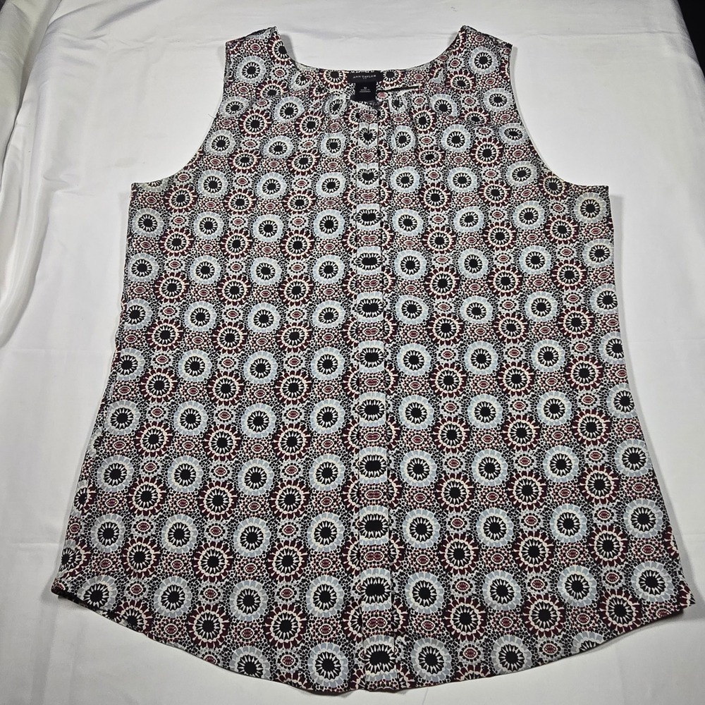 Ann Taylor Womens Medium Sleeveless Shell Top Geometric Medallion Print Blouse